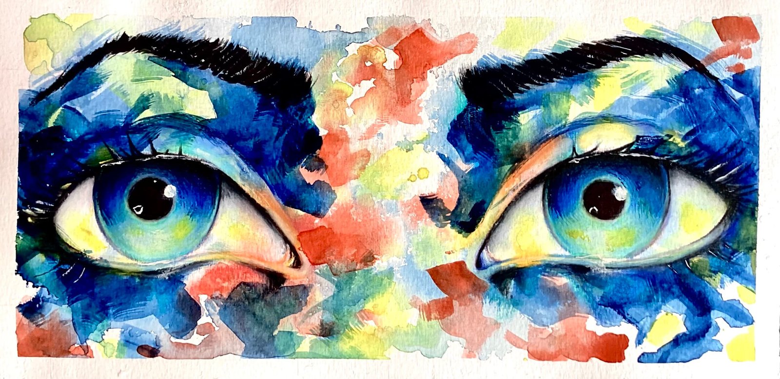 contemporary-caribbean-art-thaniel-arts-colored-eye-watercolor-painting